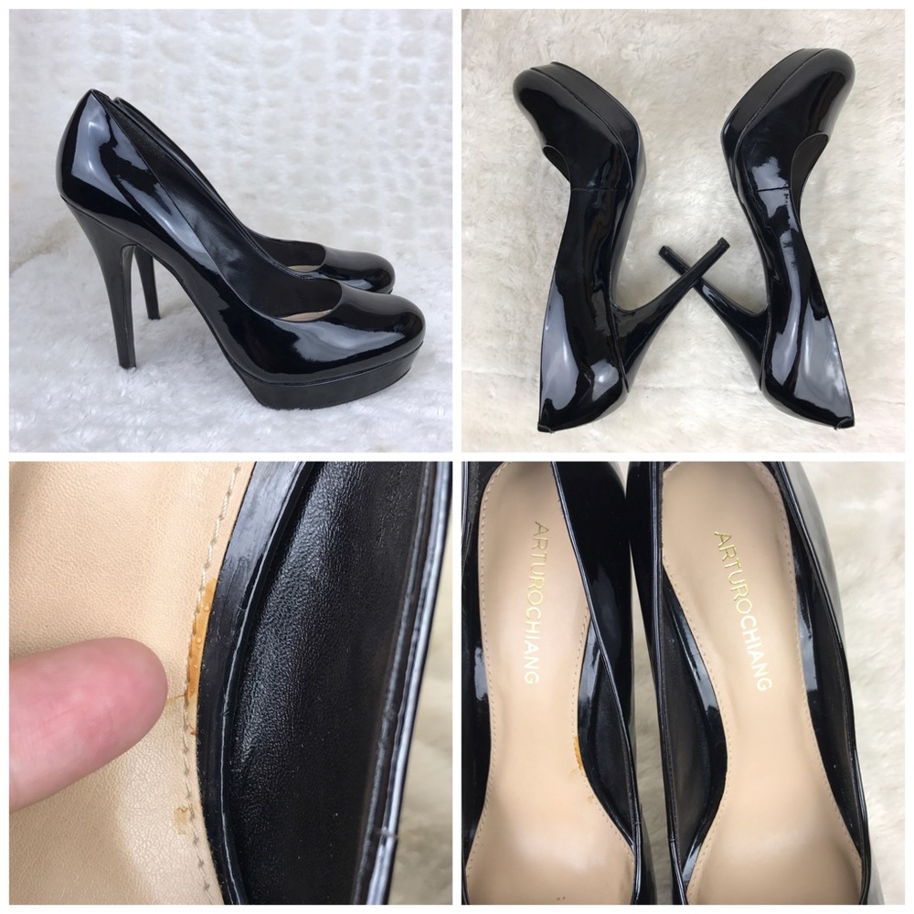Arturo Chiang Black Soft Patent 5" Heels 8.5 M - Picture 2 of 8